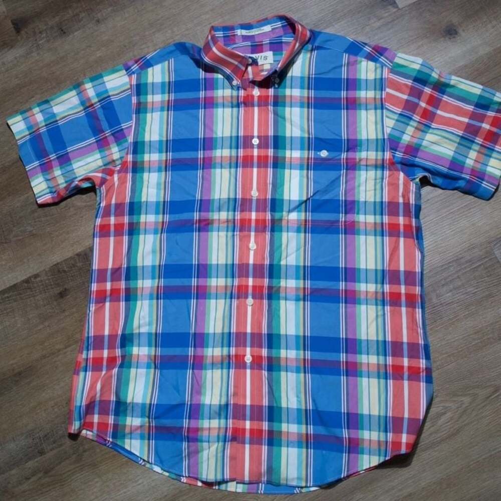 Orvis Men’s Plaid Button Down Shirt Short Sleeve Multicolor Madras Cotton